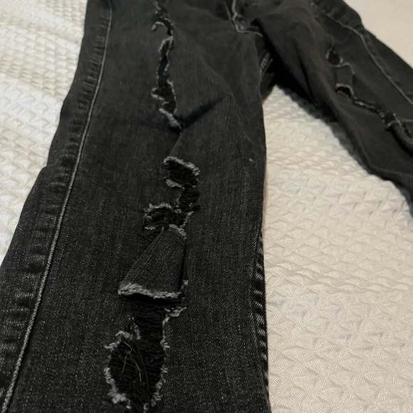 Ultra High-Raise Super Skinny Black Ripped Jeans - Picture 2 of 5